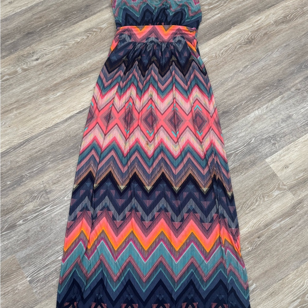 Chevron Pattern Maxi Dress - Multicolor